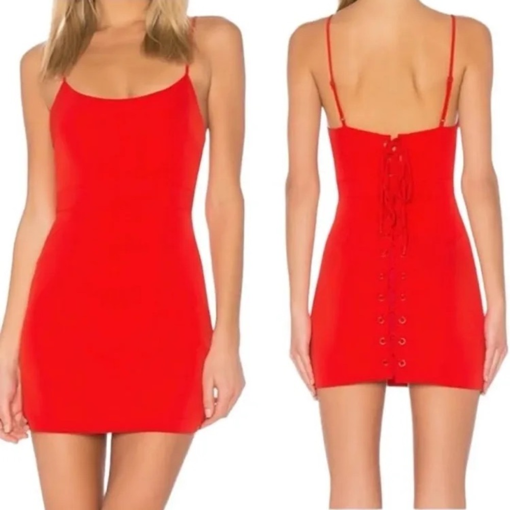 Revolve NBD Gracey Corset Back Mini Dress in Red, Size Small